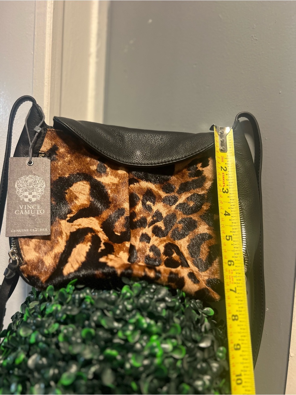 Vince Camuto Leopard Print Crossbody with Black Trim - Picture 9 of 16